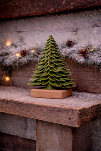 ITEM KOP 83826 - 8"X2.5"X12.5" WOOD GLAZED GREEN TREE MEDIUM