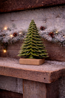 ITEM KOP 83827 - 11"X3"X16" WOOD GLAZED GREEN TREE LARGE