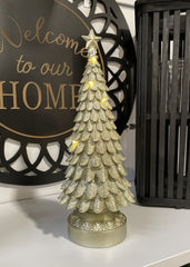 ITEM KOP 83910 - 6"X16" LED CHAMPAGNE RESIN TREE WITH STAR TOPPER