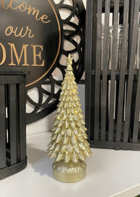 ITEM KOP 83914 - 3.25"X7.75" LED CHAMPAGNE RESIN TREE WITH STAR TOPPER