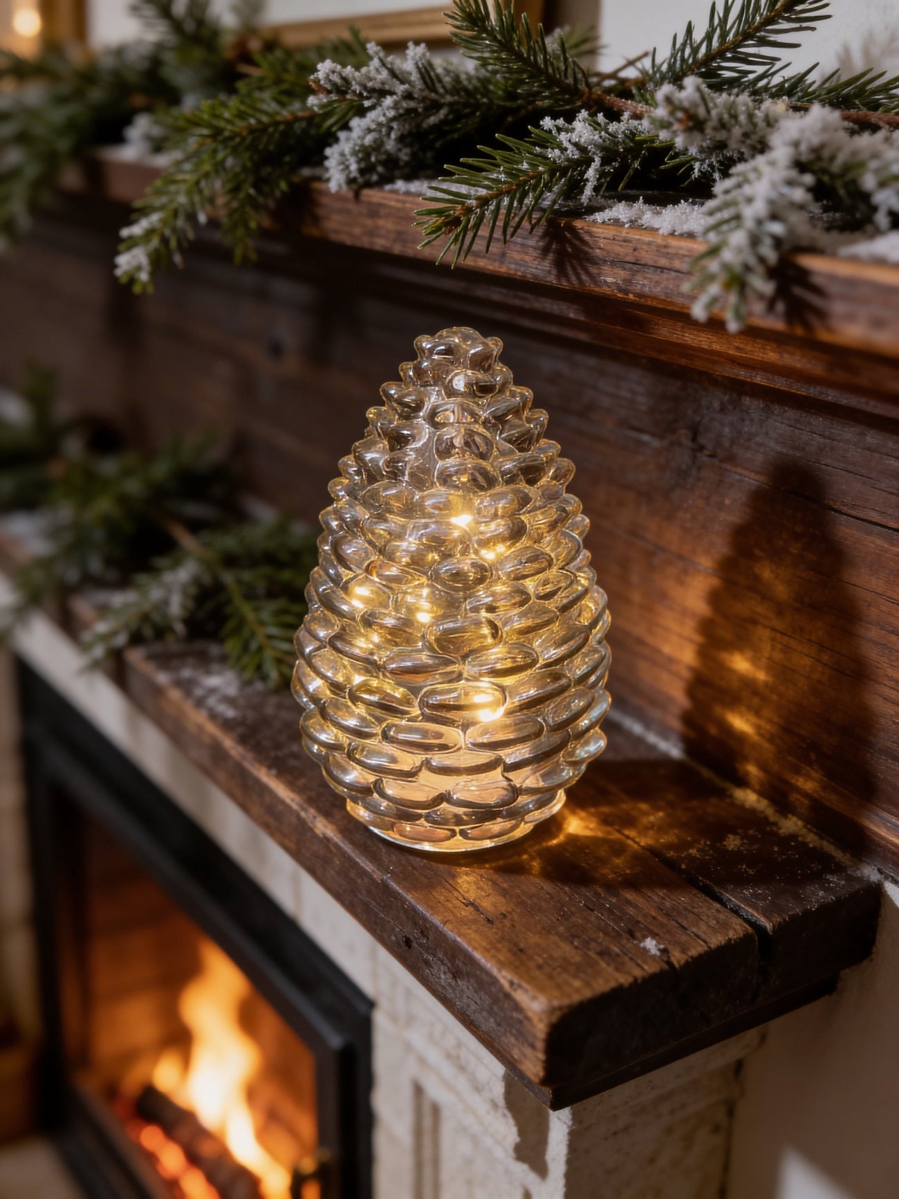 ITEM KOP 84164 - 6"X10" BROWN GLASS LED PINECONE