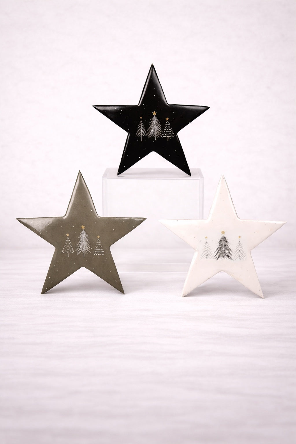 ITEM KOP 84605 - 6" COLOUR GLAZED STARS - 3 ASSORTED