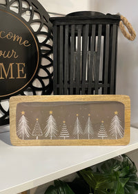 ITEM KOP 84608 - 13.5"X6"X1" WOOD WITH TAUPE ENAMEL TREE DESIGN SERVING PLATE