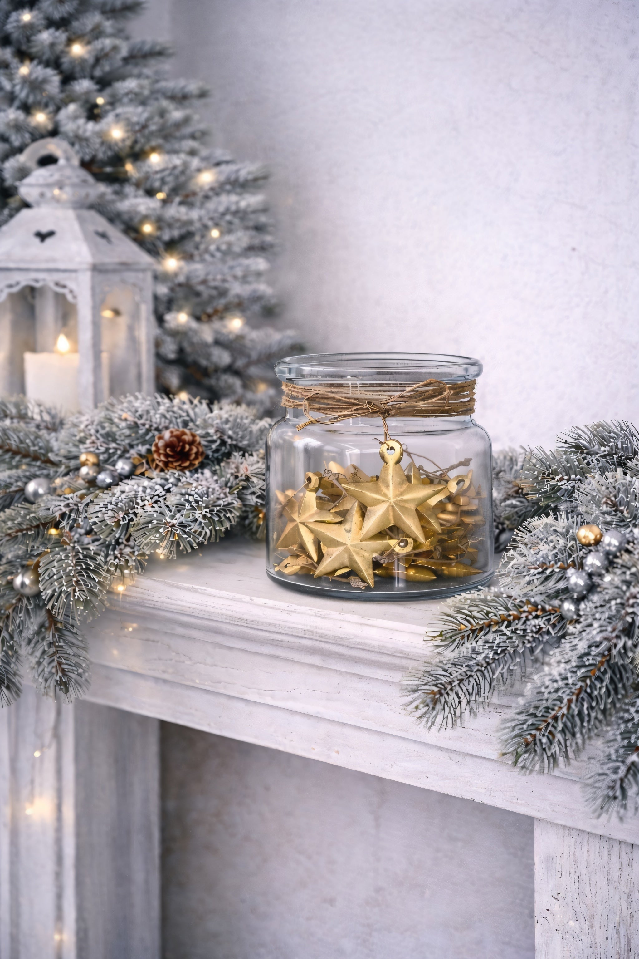 ITEM KOP 84627 - 2"X0.5"X2" JAR OF 30 GOLD STAR ORNAMENTS