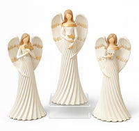 ITEM KOP 84913- 4.5"X3"X10" RESIN ANGELS WITH GOLD BRUSH - 3 ASSORTED