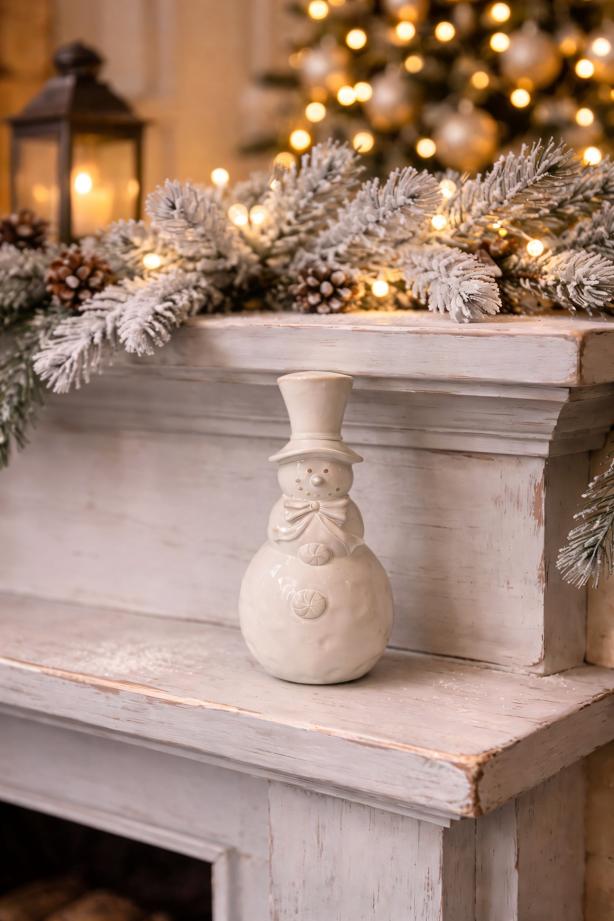 ITEM KOP 86514- 3"X8"  CERAMIC WHITE SNOWMAN SMALL