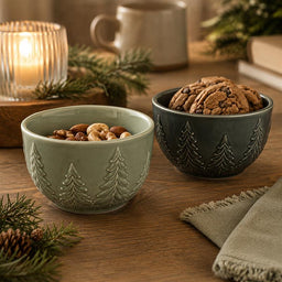 ITEM KOP 86520- 6"X3.5" CERAMIC TREE BOWLS - 2 ASSORTED