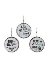 ITEM LG1019 - 6.5in METAL BOTTLE CAP BEE ORNAMENT