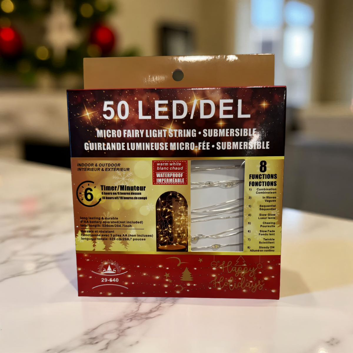 ITEM LI29-640 - 50 WARM WHITE LED INDOOR/OUTDOOR LIGHTS WITH A 6 HOUR TIMER