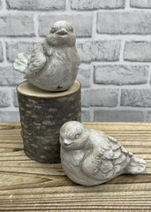 ITEM MX0767 - 3.25"-3.75"H GREY/BROWN CEMENT SITTING BIRD