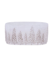 ITEM MX079330 - 9"LX4.25"H CEMENT OVAL PLANTER WHITE WASH PINE TREES