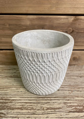 ITEM SU1291 - 6.5"X6.5" GREY CEMENT TEXTURED PLANTER