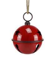 ITEM XC422256 - 9"DIA SHINY RED/RUST TIN JINGLE BELL WITH JUTE ROPE