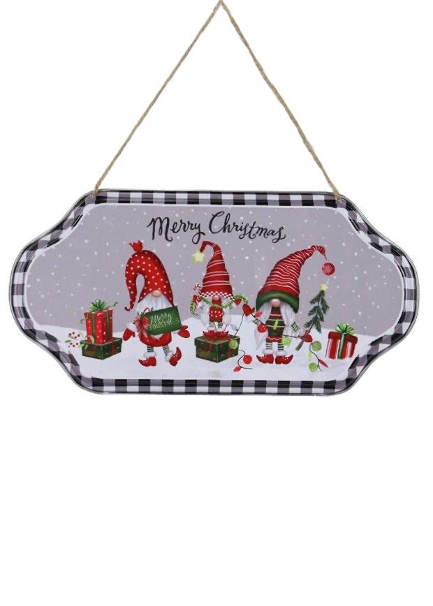 ITEM XC6258 - 12"X6.25" MERRY CHRISTMAS/GNOME SIGN