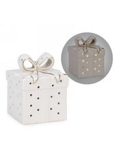 ITEM XD1055 - 2.5"X2.5"X3.5" LED CERAMIC SQUARE GIFT BOX WITH BOW