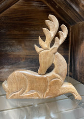 ITEM XF3257 - 9"L X 9"H NATURAL MANGO WOOD DEER