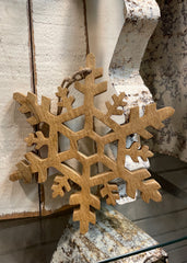 ITEM XJ550718 - 10" NATURAL HANGING MANGO WOOD SNOWFLAKE