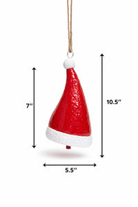 ITEM XMFH3021 - 7" X 5.5" X 10.5"  METAL SANTA HAT BELL HANGER