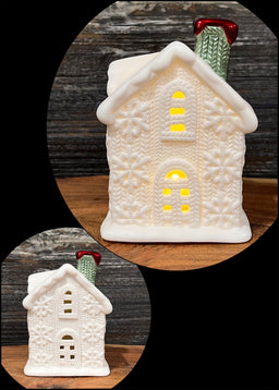 ITEM XMMO1009 - 4.75"X5"X7.5" LED CERAMIC HOUSE