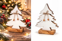 ITEM XMSTU1002L - 11.5"X8.5" MANGO WOOD TREE WITH ENAMEL WHITE