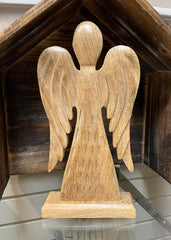 ITEM XN0558 - 12"H X 6"L NATURAL MANGO WOOD ANGEL