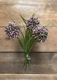 ITEM 00989 MV - 11" MAUVE ALLIUM GRASS BUNDLE WITH 3 STEMS