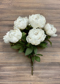 ITEM 10166 W - 21" WHITE PEONY BUSH X 8