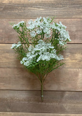 ITEM 10180 W - 17" WHITE QUEEN'S LACE BUSH WITH 9 STEMS