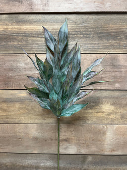 ITEM 11439 - 28" FROSTED BURGUNDY GREEN LANCEOLATE LEAF SPRAY