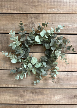 ITEM 11446 - 18" SAGE GREEN SEEDED EUCALYPTUS WREATH