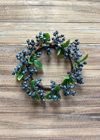 ITEM 12255 - 7" INSIDE DIM, 12" OUTSIDE DIM BLUEBERRY CANDLE WREATH