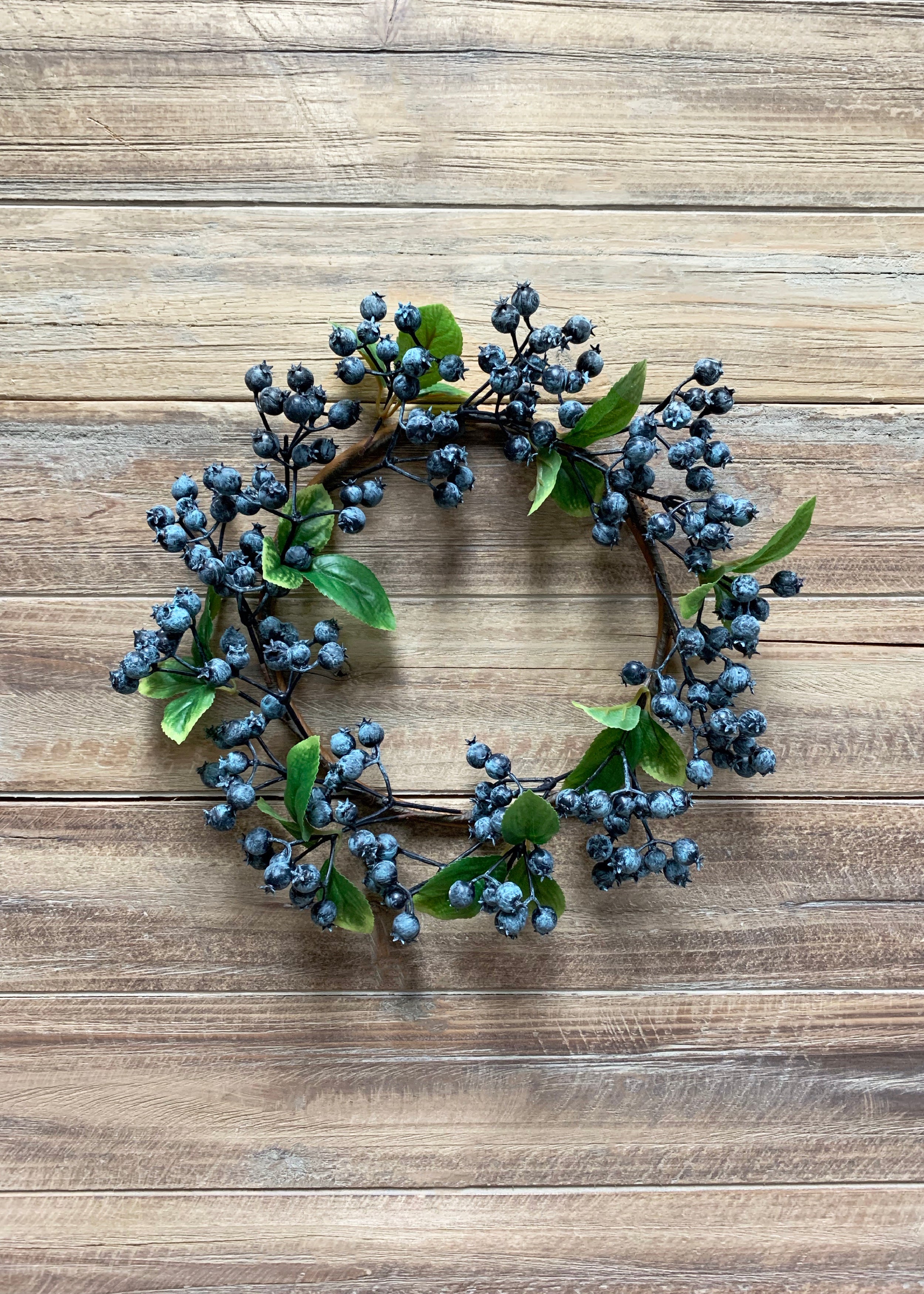 ITEM 12255 - 7" INSIDE DIM, 12" OUTSIDE DIM BLUEBERRY CANDLE WREATH