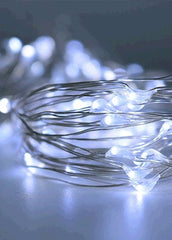 ITEM 1290 W - 18' - 50 WHITE MICRO LIGHTS ON SILVER WIRE WITH TIMER FUNCTION