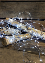 ITEM 1515 W - 180 WHITE LED LIGHTS WITH SILVER ROPE AND WIRE
