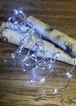 ITEM 1524 W - 72 WHITE LED LIGHTS W/8 FUNCTIONS WITH SILVER ROPE AND WIRE
