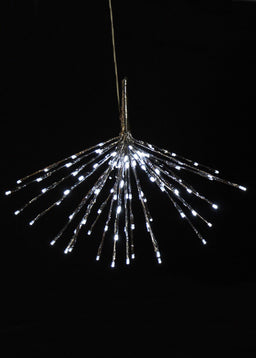 ITEM 1526 W - 90 WHITE LED LIGHTS B/O WITH SILVER WRAP STARBURST
