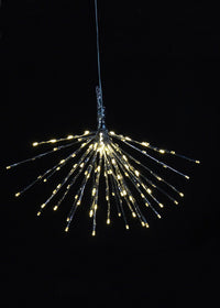 ITEM 1526 WARM - 90 WARM WHITE LED LIGHTS B/O WITH SILVER WRAP STARBURST