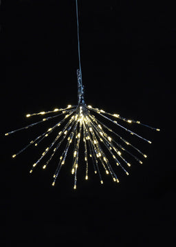 ITEM 1526 WARM - 90 WARM WHITE LED LIGHTS B/O WITH SILVER WRAP STARBURST