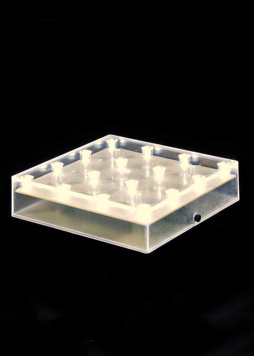 ITEM 1550 WARM - 5"  SQUARE ACRYLIC BASE WITH 16 WARM WHITE LED LIGHTS