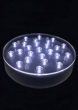 ITEM 1551 W - 6"  ROUND ACRYLIC BASE WITH 25 COOL WHITE LED LIGHTS