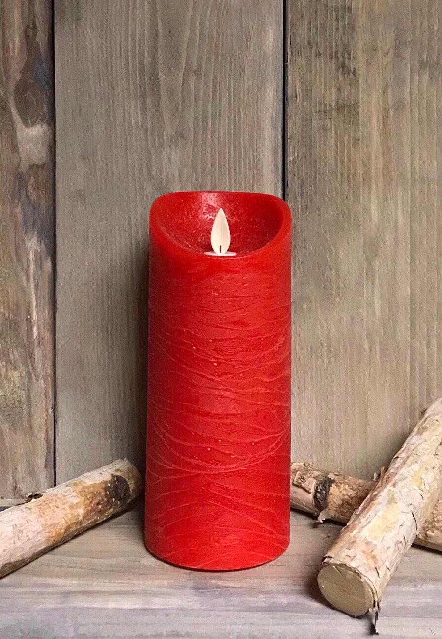 ITEM 1557 - 3"X7" RED FINISH MOVING FLAME LED PILLAR