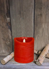 ITEM 1573 R - 4"X4" RED RUSTIC FINISH MOVING FLAME LED PILLAR