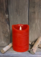ITEM 1574 R - 4"X6" RED RUSTIC FINISH MOVING FLAME LED PILLAR