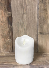 ITEM 1577 W - 3"X4" WHITE DRIPPING FINISH MOVING FLAME LED PILLAR