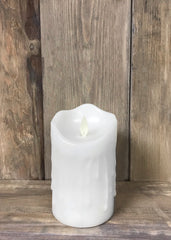 ITEM 1578 W - 3"X5" WHITE DRIPPING FINISH MOVING FLAME LED PILLAR
