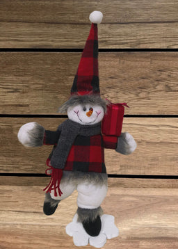 ITEM 1706 - 14" RED & BLACK PLAID SNOWMAN ON A SNOWFLAKE