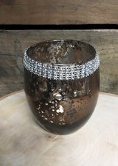 ITEM 6083 BROWN - 3.5" METALLIC BROWN HOLDER WITH CRYSTALS - 8 PER BOX