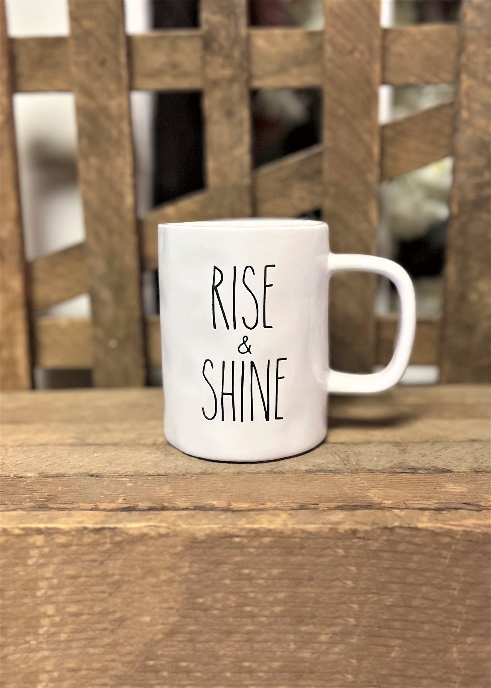 ITEM 65628 - CERAMIC FARMHOUSE MODERN  RISE & SHINE MUG
