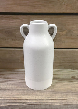 ITEM 65927 - CERAMIC FARMHOUSE MODERN HANDLE VASE, 4"X8.75"