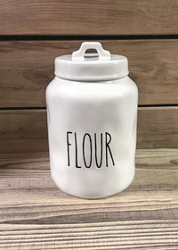 ITEM 65941 - CERAMIC FARMHOUSE MODERN "FLOUR" CANISTER, 9.5"H